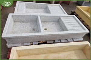 Lavello da incasso doppia vasca e gocciolatoio 130x52